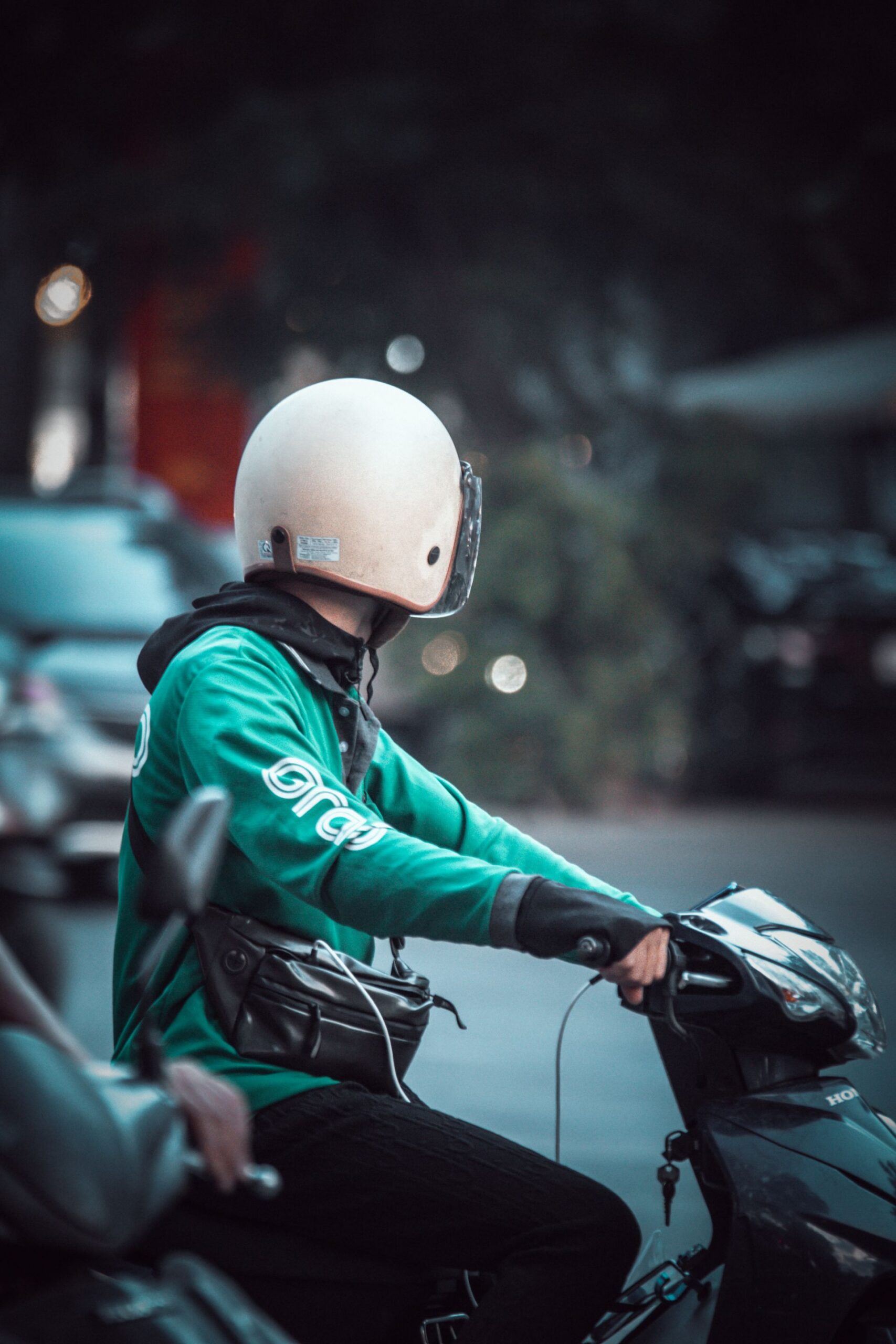 Scooter rider practicing in the city